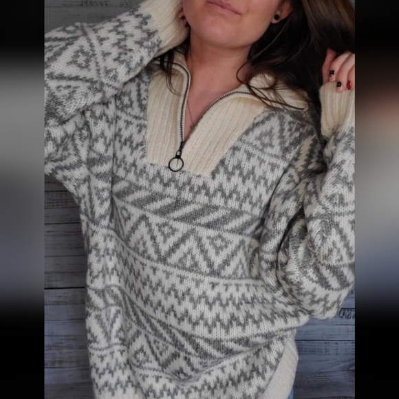 aerie Sweaters - NWT Aerie Fair Isle Quarter Zip Sweater - XS Oversized